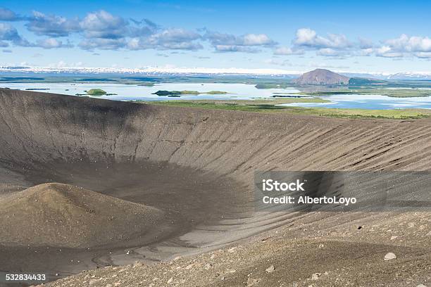 Hverfjall Crater In Myvatn Area Northern Iceland Stock Photo - Download Image Now - Ash, Beauty, Black Color