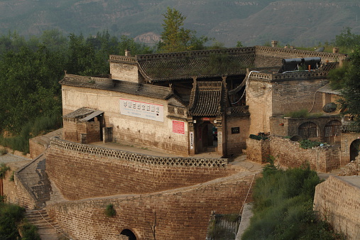 Lijiashan, Shaanxi, China - August 23, 2014: private houses and farm of the farm village Lijiashan in China