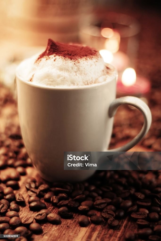 Cup of Coffee Hot coffee with milk foam and cocoa 2015 Stock Photo