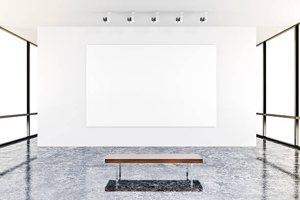 istock 3d modern interior gallery with white walls and canvas 532848782