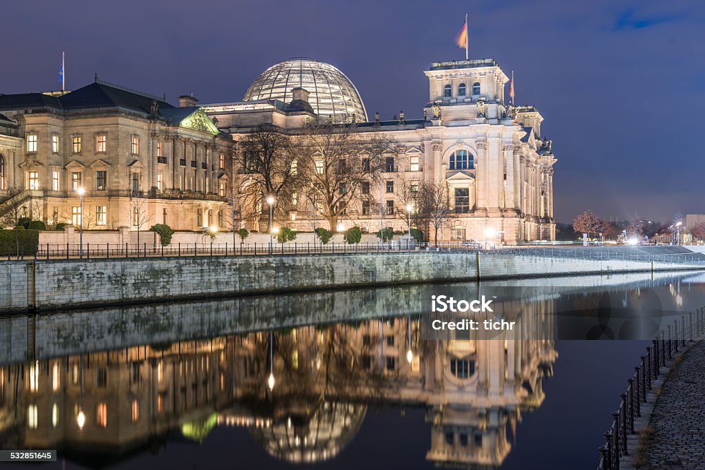 Berlin Reichstag and Paul-Löbe House Berlin Reichstag and Paul-Löbe Haus illuminated in River Spree 2015 Stock Photo