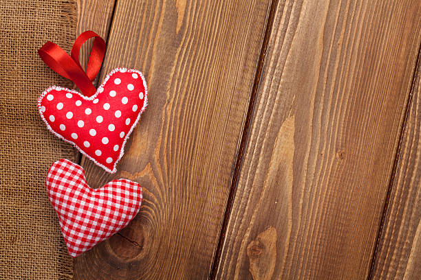 istock Valentines day background with handmade toy hearts 532852161