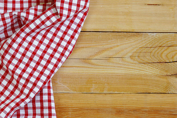 istock wooden domestic background with checkered kitchen towel, napkin 532852206