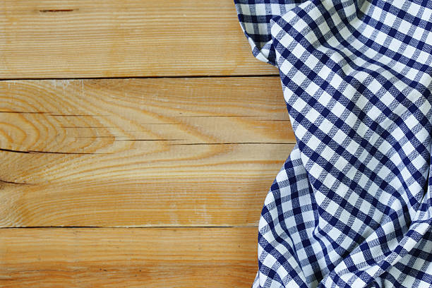 istock wooden domestic background with checkered kitchen towel, napkin 532852398
