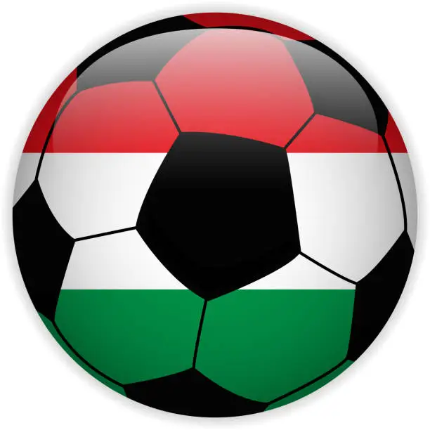 Vector illustration of Hungary Flag with Soccer Ball Background