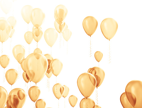 party balloons golden isolated on white