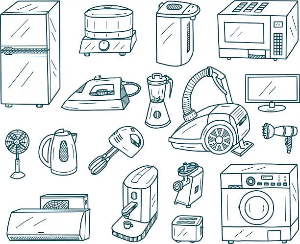 Vector illustration of Appliances Doodles