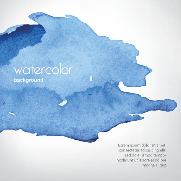 Watercolor stain in vector hand drawn background with watercolor stain in vector blue ink splatter stock illustrations