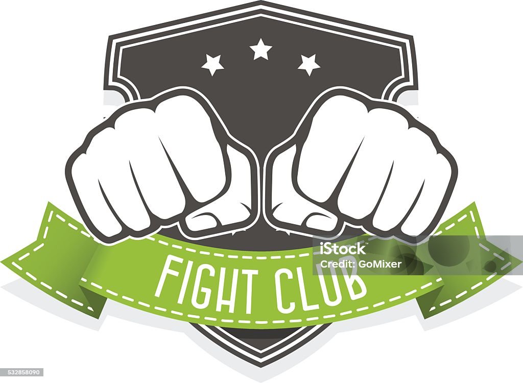 Fight club emblem with two fists and banner Fist stock vector