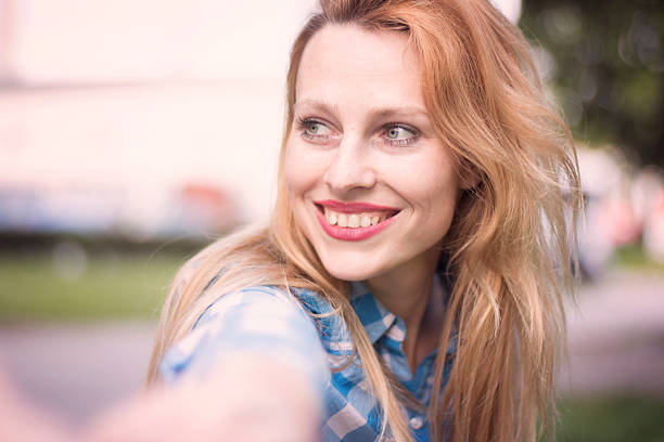 istock Blonde woman with red lips 532858702