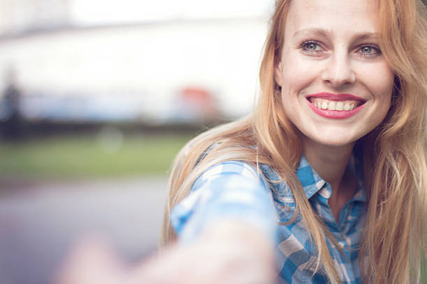 istock Blonde woman with red lips 532858782