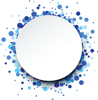Paper round white background with blue drops. Vector illustration.