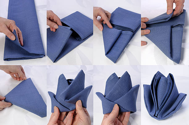 How to fold a napkin stock photo