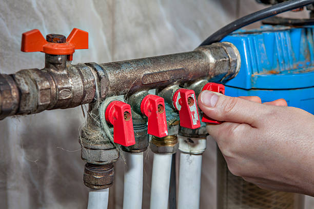 istock Plumbing manifold system tubing for house water distribution. 532863782