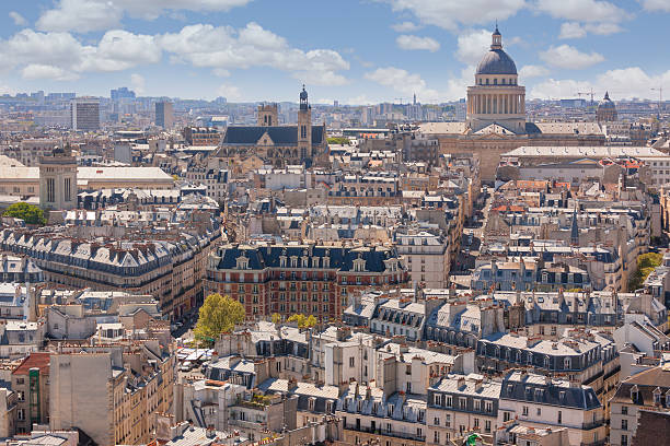 View over the latin quarter of Paris, France, with the Pantheon as the dominating structure.
