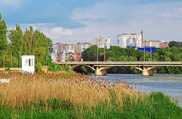 View of bridge through river Southern Buh in Vinnytsia, Ukraine View of bridge through river Southern Buh in Vinnytsia, Ukraine vinnytsia photos stock pictures, royalty-free photos & images