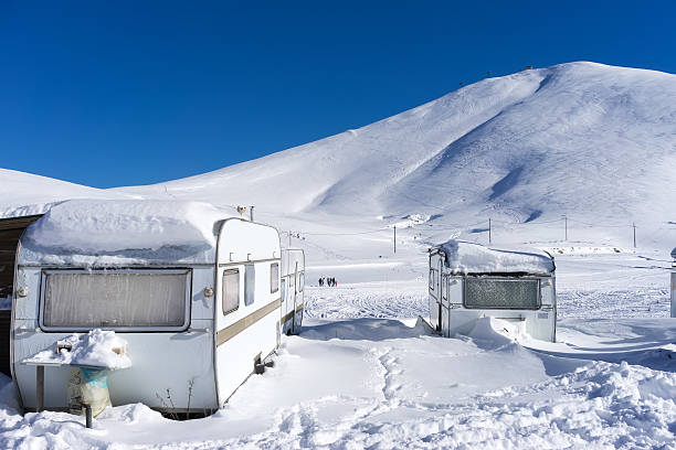istock RVs covert in snow at Falakro, in Greece. 532867771