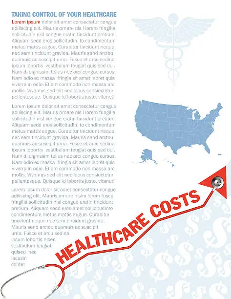 Vector illustration of Stethoscope Healthcare Costs Arrow - United States