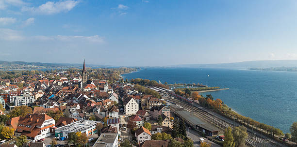 Aerial view on Radolfzell and Lake Constance