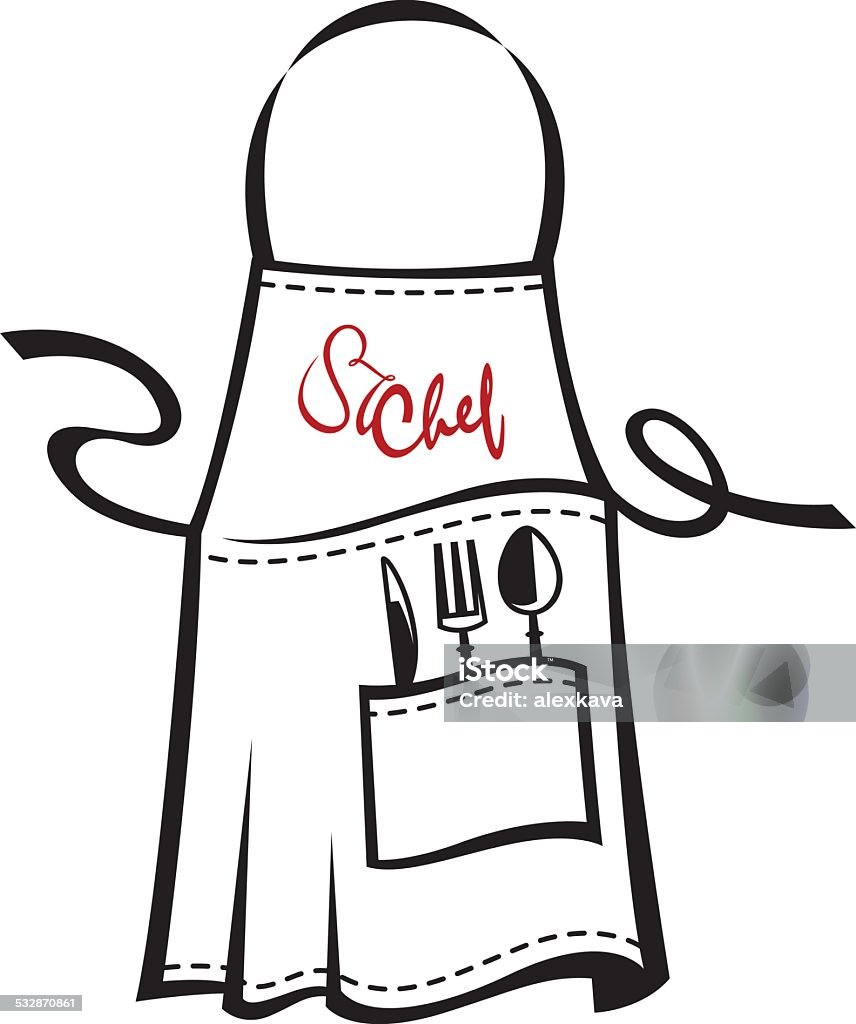 apron chef apron design with kitchenware 2015 stock vector
