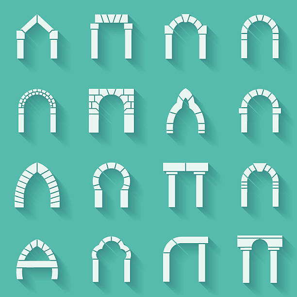 płaski kształt ikony wektor zbiory arch - łuk element architektoniczny stock illustrations