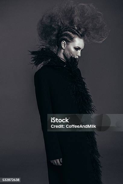 Studio Shot Of Young Beautiful Woman Stock Photo - Download Image Now - Haute Couture, Punk - Person, Women