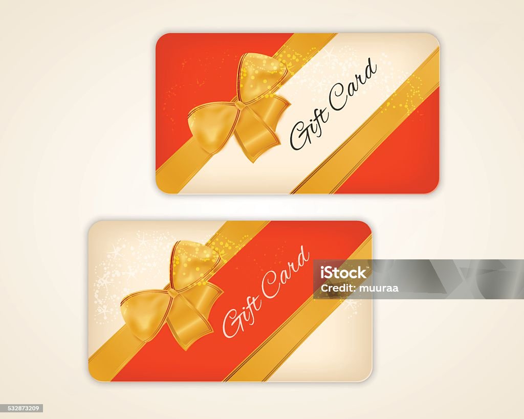 gift card gift card with gold ribbon and bow 2015 stock vector