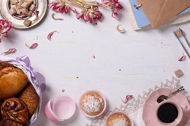 istock Desserts and coffee, food frame. 532873252
