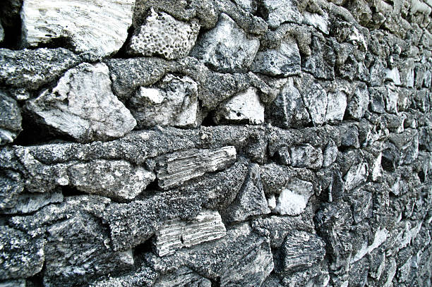 Close Up of Stone Wall Detail stock photo