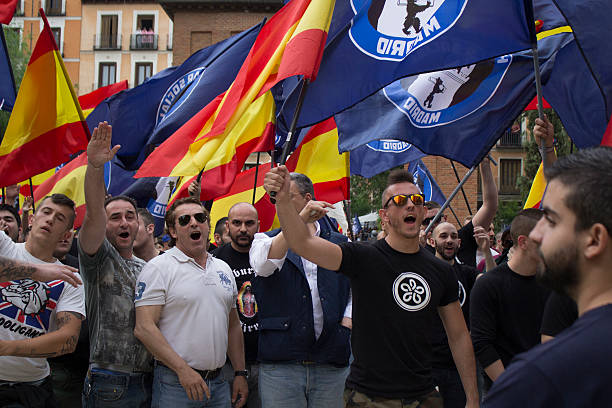 Neo-Nazi Manifestation of Hogar Social Madrid stock photo