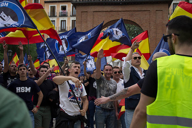 Neo-Nazi Manifestation of Hogar Social Madrid stock photo