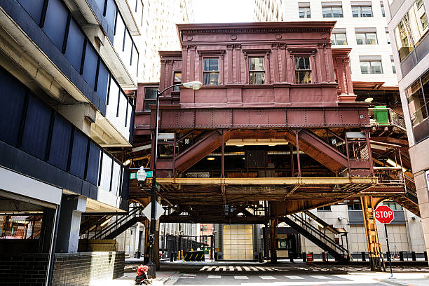 istock Elevated railway station in The Loop, downtown Chicago 532875614