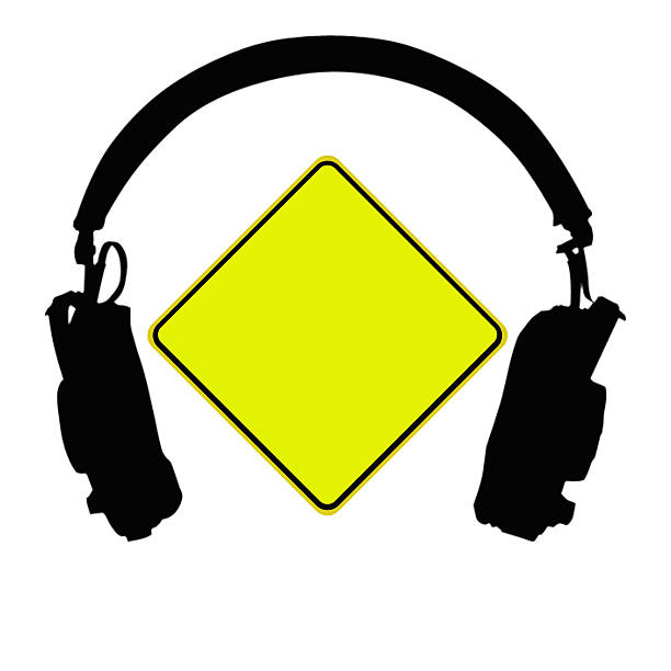 US road sign with music headset indication