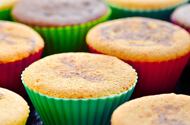 istock Fresh baked muffin with cacao and chocolate in colore 532913945