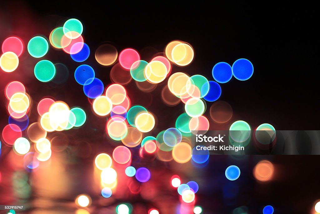 colorful bokeh Christmas garland Christmas lights 2015 Stock Photo