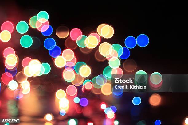Colorful Bokeh Christmas Garland Christmas Lights Stock Photo - Download Image Now - 2015, Abstract, Backgrounds