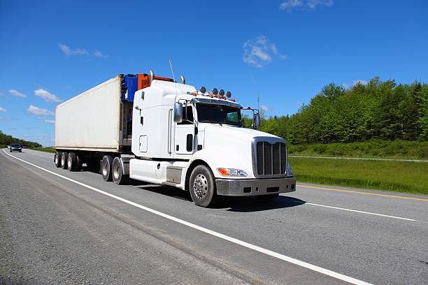 istock Semi truck on a highway 532919645