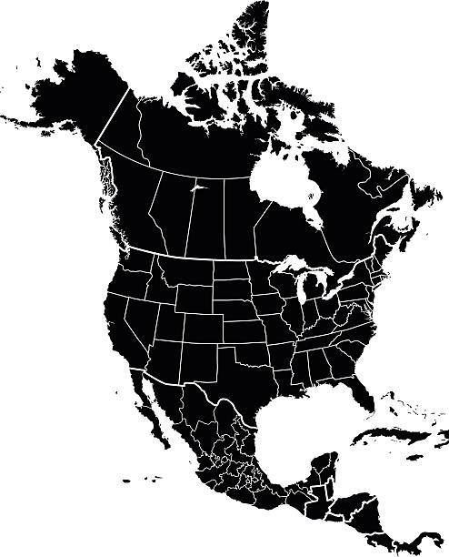 karte von nordamerika - map usa north america canada stock-grafiken, -clipart, -cartoons und -symbole