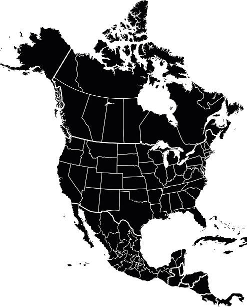 карта северной америки - северная америка stock illustrations