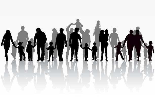 Family silhouettes http://smdesign.eu/s/p.jpg silhouette mother child crowd stock illustrations