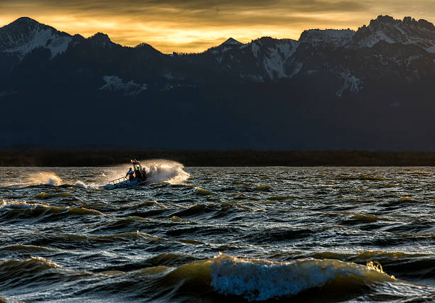 Motorboat on lake chiemsee