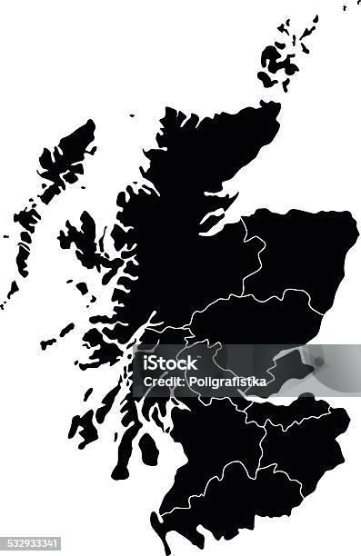 Ilustración de Mapa De Escocia y más Vectores Libres de Derechos de Escocia - Escocia, Mapa, Glasgow - Escocia