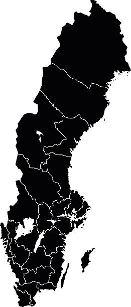 bildbanksillustrationer, clip art samt tecknat material och ikoner med map of sweden - sweden