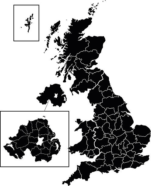 mapa wielka brytania - uk map regions england stock illustrations