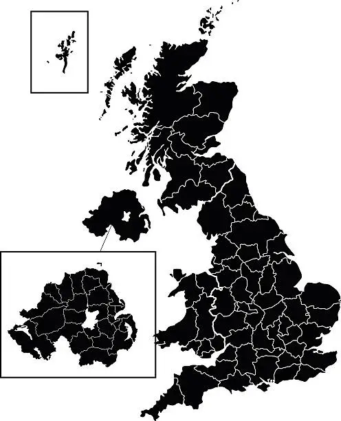 Vector illustration of Map of United Kingdom