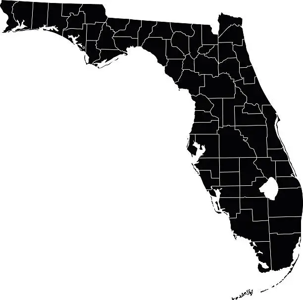 Vector illustration of Map of Florida