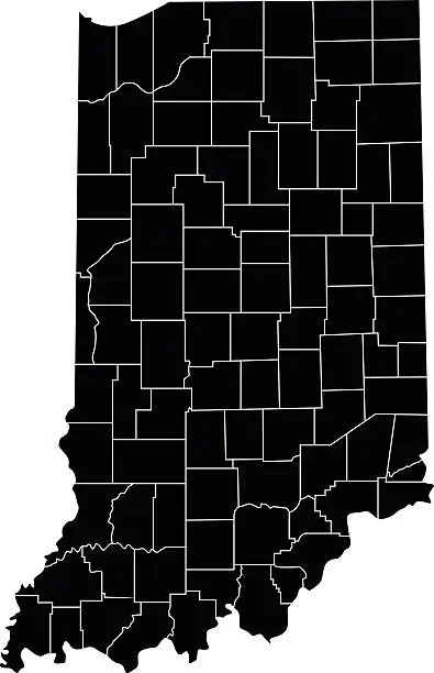 Vector illustration of Map of Indiana