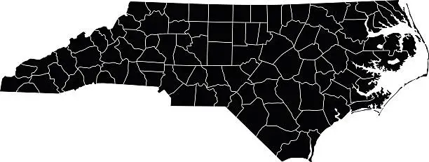 Vector illustration of Map of North Carolina