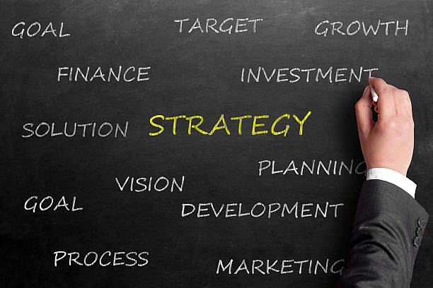 istock Businessman writing parameters of business on blackboard 532934039