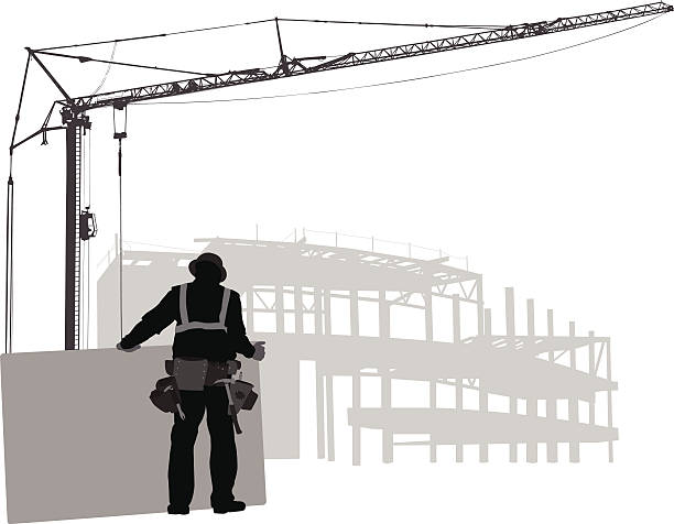 constructioniconic - silhouette men foreman mature adult stock illustrations